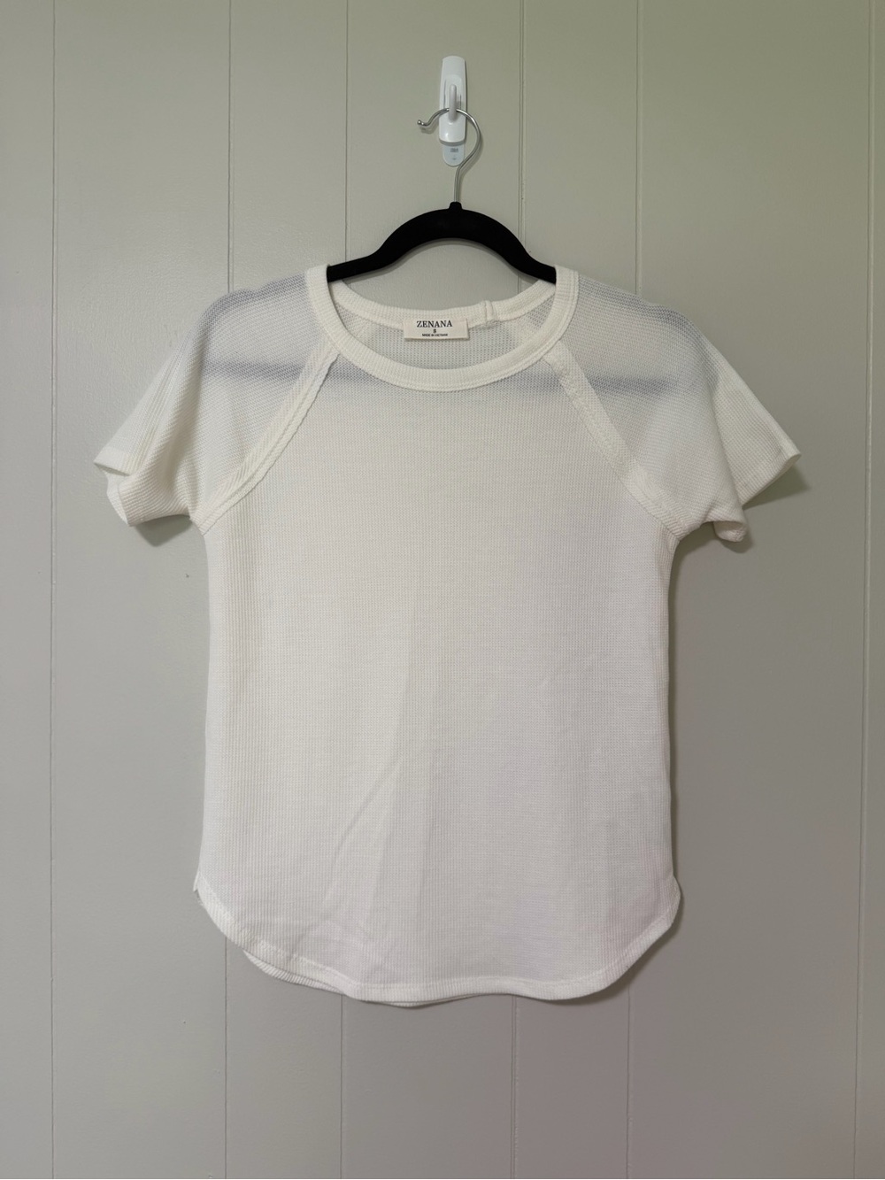 Zenana Outfitters Cream Short Sleeve Waffle Tee